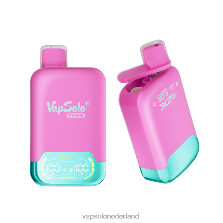 VapSolo TWINS wegwerp damp Aardbeien-frambozen-kersenijs en druivenijs 4F6RX33 - Vapsolo Nederland